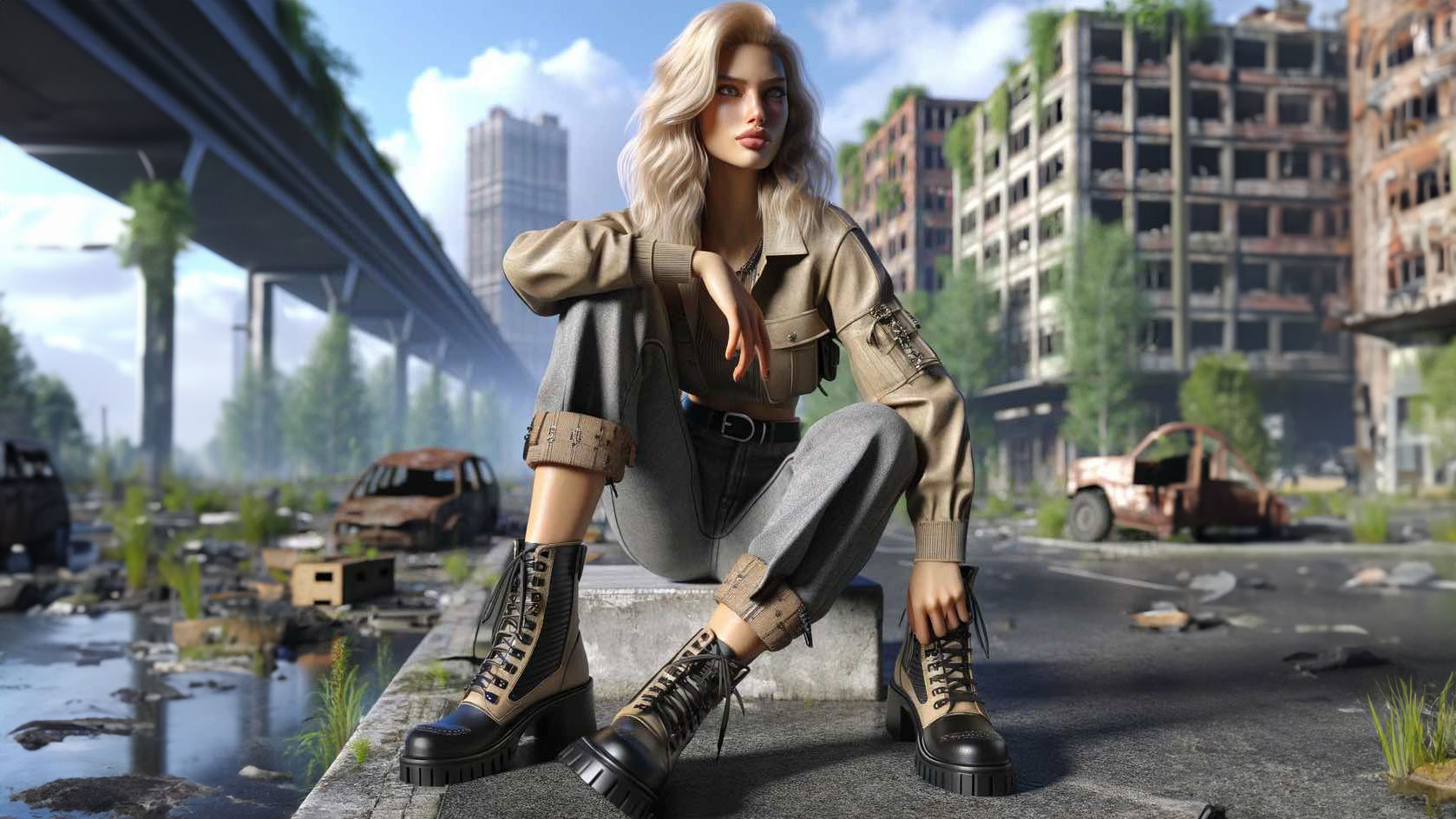 a stylish woman wearing combat boots